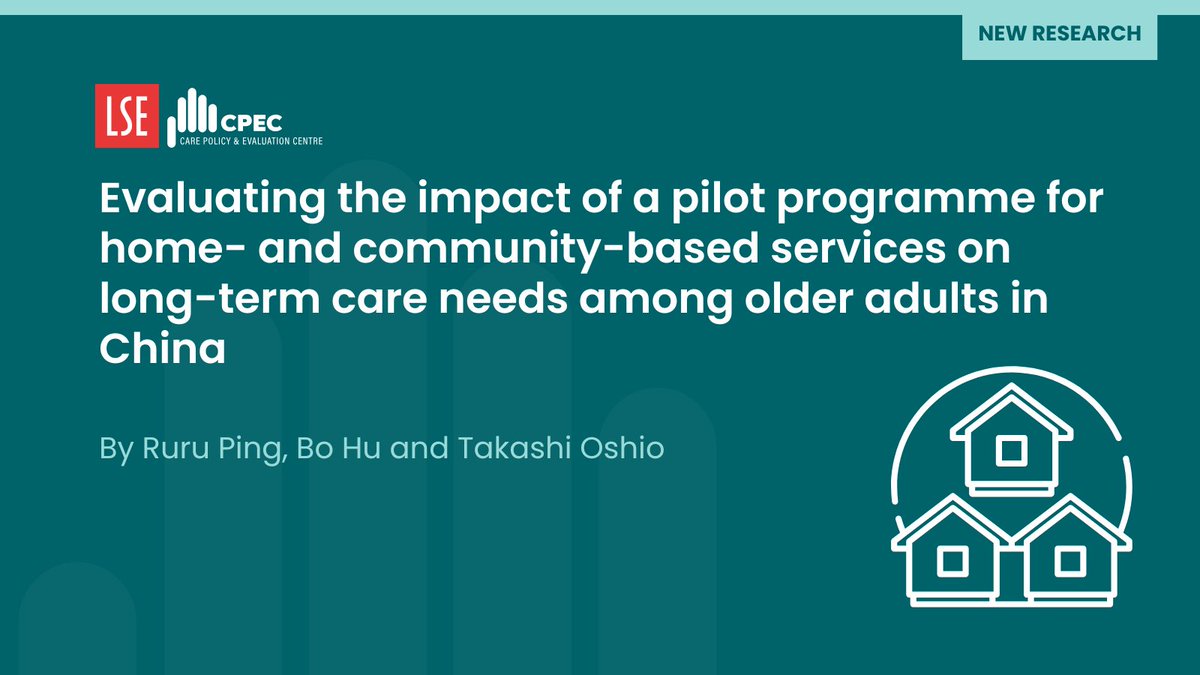 NEW ARTICLE: Evaluating the impact of a pilot programme for home- &amp; community-based services on LTC needs in #China 🔍

Ruru Ping, <a href="/BoHu11/">Bo Hu</a> + Takashi Oshio present findings in <a href="/PLOSONE/">PLOS One</a>.📖

Read the article now:👉journals.plos.org/plosone/articl…