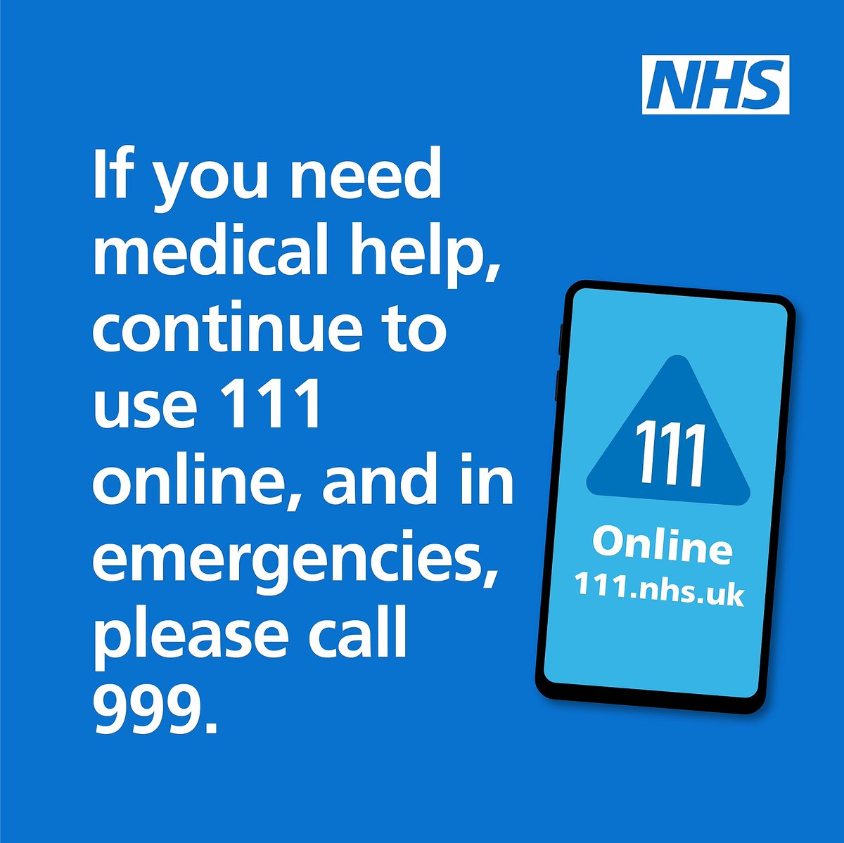DCHStrust's tweet image. If you need medical help or advice or are unsure whether you should go to hospital, go to NHS 111 online - unless it is a life-threatening emergency when you should still call 999.

#HelpUsHelpYou