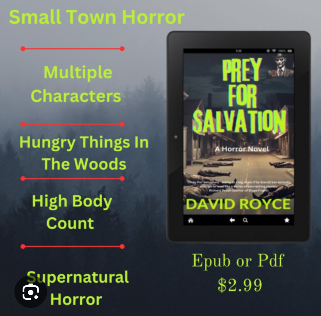 horror_reads's tweet photo. Prey For Salvation, my debut horror novel, is on sale for only $1.99 at the link below! 

Small town horror, things in the woods, and the Dream Man are about to unleash evil. 

https://t.co/HEeFADPQN6

#horrorbooks #HorrorCommunity #HorrorReads https://t.co/Sci2of1aFj