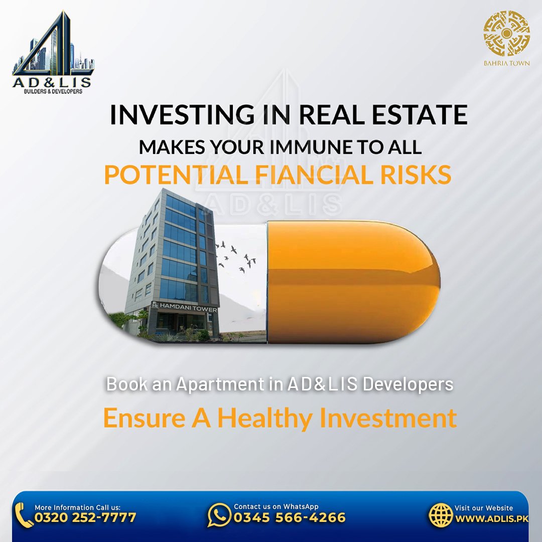 ADLISDevelopers's tweet photo. Investment in Real Estate makes you immune to all potential financial risks.
Book an Apartment in AD&amp;LIS Developers at Bahria Town Karachi
For Booking &amp; Details
📲 0310 252 7777
📲 0345 566 4266
📩 info@adlis.pk
🌐 https://t.co/mtPzzPQmm9
#Adlis #lisdevelopers #BahriaTown https://t.co/zX7nIIsiCo