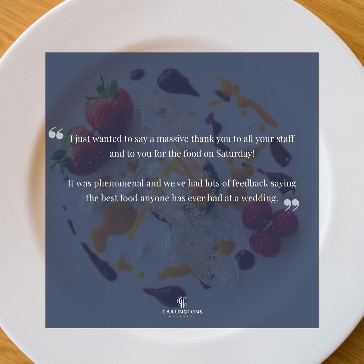 Reviews like these are so special to us and why we work so hard to make every wedding day the very best it can possibly be 😃

#Carringtons #CateringService #SupportSmallBusinessUK #WeddingCaterer #WeddingCatering #EventCatering #WeddingSupplier #WeddingFood #WeddingPlanning