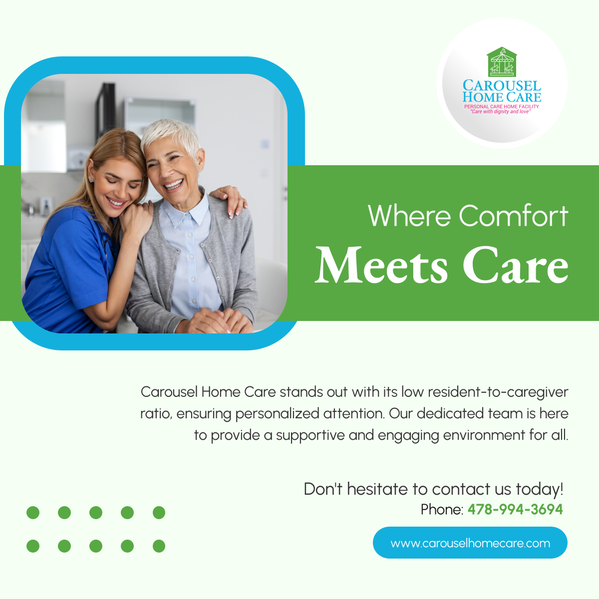 carouselhc's tweet image. We&apos;re committed to creating a comfortable living space for our residents. With our experienced staff, your loved one is never alone. Find out how we make life better for everyone. 

#ForsythGA #AssistedLiving #PersonalizedAttention