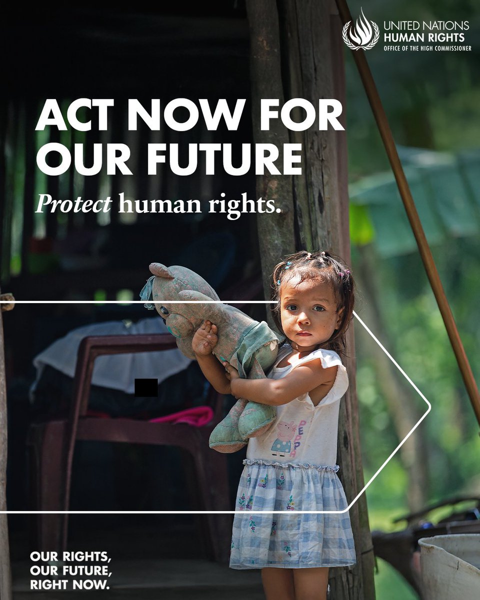 UNHumanRights's tweet photo. #OurRightsOurFuture, right now. This is our call on #HumanRightsDay, December 10th.

Learn how human rights pave the way for a more just, dignified, and equal world: https://t.co/nWEJhSvLzu https://t.co/t7m8mUuPBs