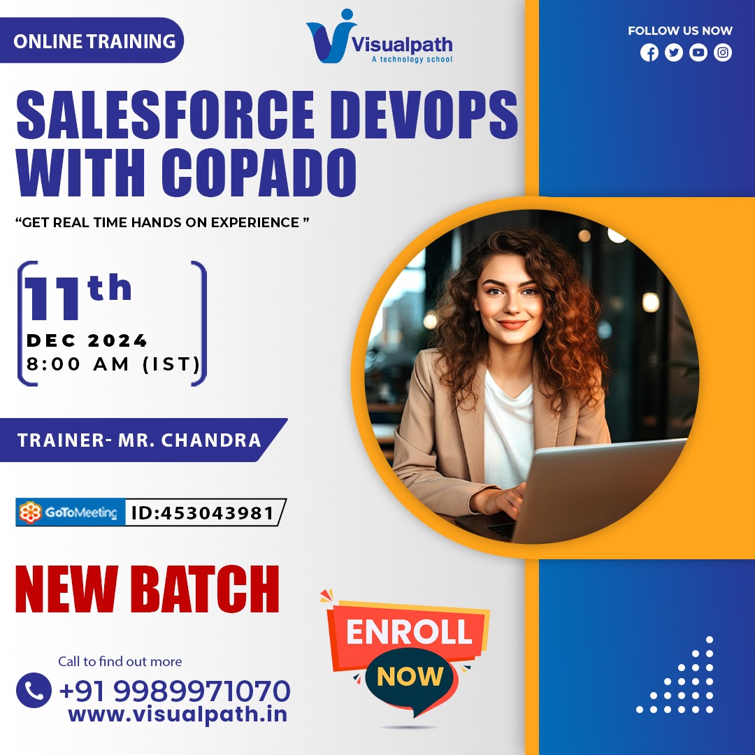 EVisualpat85693's tweet photo. Join Link: https://t.co/MCSaviDkIx
Attend Online #newbatch on # Salesforce_Devops_With_Copado by Mr.Chandra.
Demo on: 11/12/2024 @8:00 AM IST.
Contact us: +91 9989971070
WhatsApp: https://t.co/uvZwHEjVcy
Visit: https://t.co/zglLpWpW6m

#salesforce #cloudcomputing @VisualpathPro https://t.co/DZ9S55IQz2
