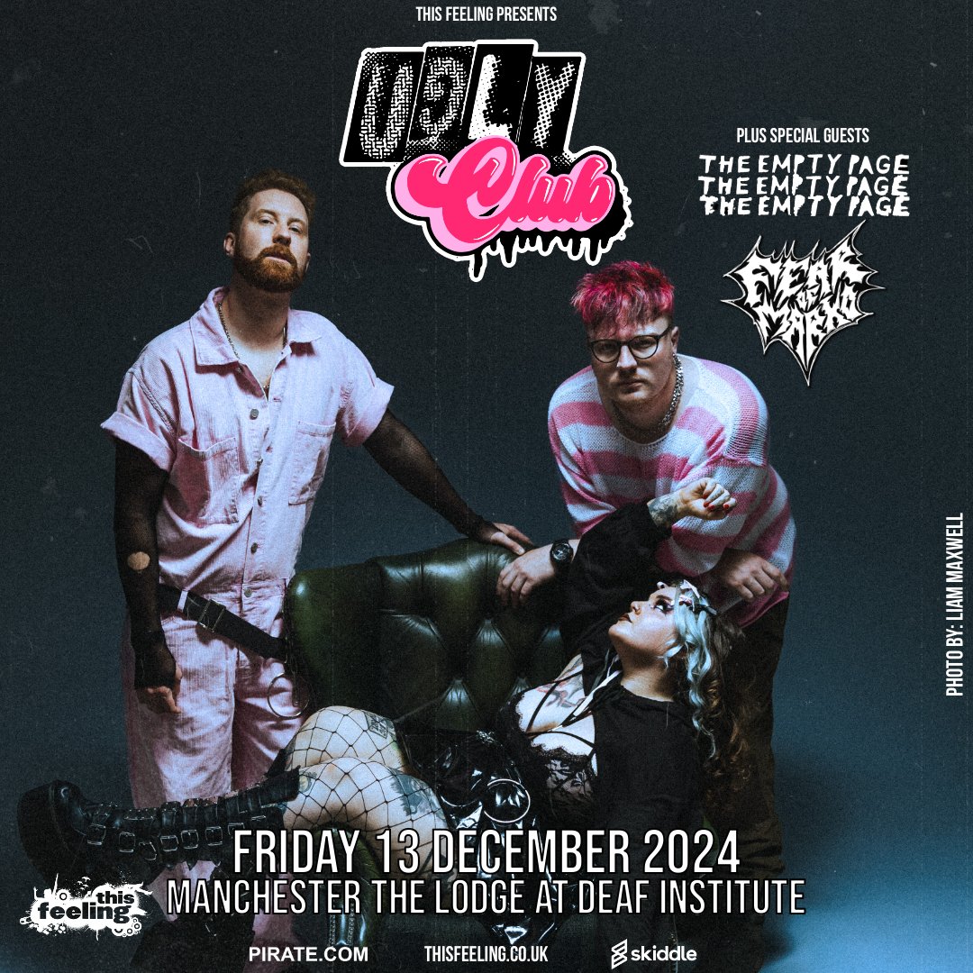 This Feeling (@this_feeling) on Twitter photo Coming up this week: Friday🎸<a href="/weareuglyclub/">UGLY CLUB is stuck in wendy’s waiting room</a> Manchester <a href="/DeafInstitute/">The Deaf Institute</a> + special guests <a href="/thmptypg/">The Empty Page</a> & <a href="/fearofmarko/">MARKO</a>
🎟️ thisfeeling.co.uk/uglyclub
🎶 open.spotify.com/playlist/4ZNgT… Coming up this week: Friday🎸<a href="/weareuglyclub/">UGLY CLUB is stuck in wendy’s waiting room</a> Manchester <a href="/DeafInstitute/">The Deaf Institute</a> + special guests <a href="/thmptypg/">The Empty Page</a> & <a href="/fearofmarko/">MARKO</a>
🎟️ thisfeeling.co.uk/uglyclub
🎶 open.spotify.com/playlist/4ZNgT…