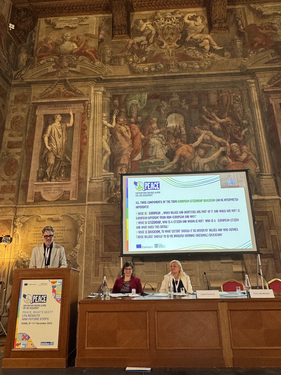 ErasmusPlusInd's tweet photo. Paul Blokker, Professor of Political Sociology University of Bologna, spoke about the future objectives of the #ErasmusPEACE+ project, including enriching the e-modules with quizzes, as well as the creation of citizenship labs, or research activities with NAs
#Erasmusplus https://t.co/BZUOuv2EJd