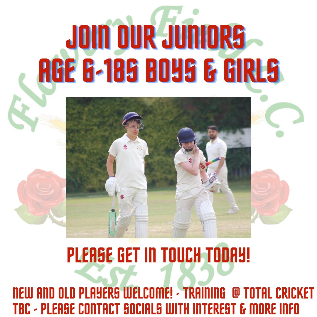 FloweryFieldCC's tweet photo. Juniors training, looking to start in January. Please get in touch with your interest &amp; more info. New players welcome 🏏 https://t.co/gso4HkTSab