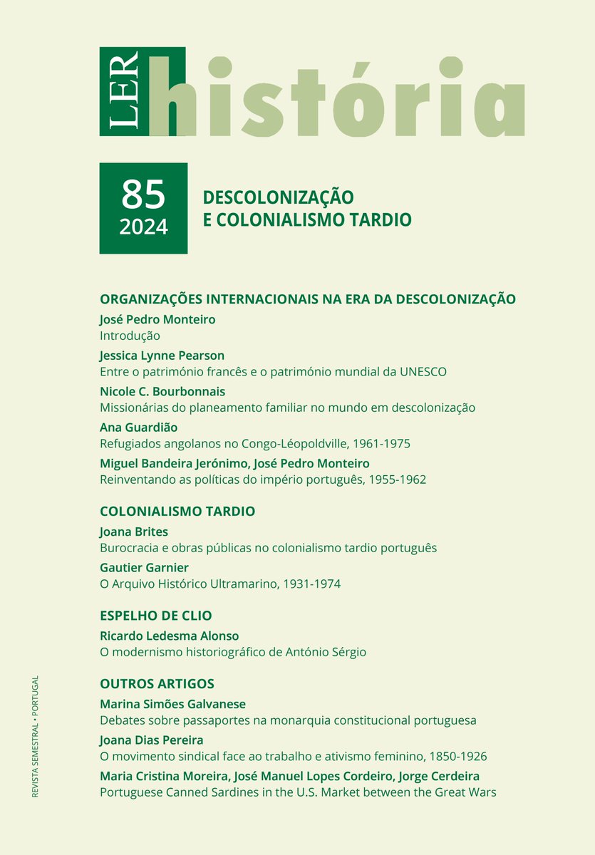 LerHistoria's tweet photo. Ler História 85

Já está publicada online a edição integral do novo número – LH 85 – “Descolonização e Colonialismo Tardio”, englobando o dossier organizado por J.P.Monteiro sobre “Organizações Internacionais na Era da Descolonização” #twitterstorians #colonialism #decolonization https://t.co/B87P6UrZKx