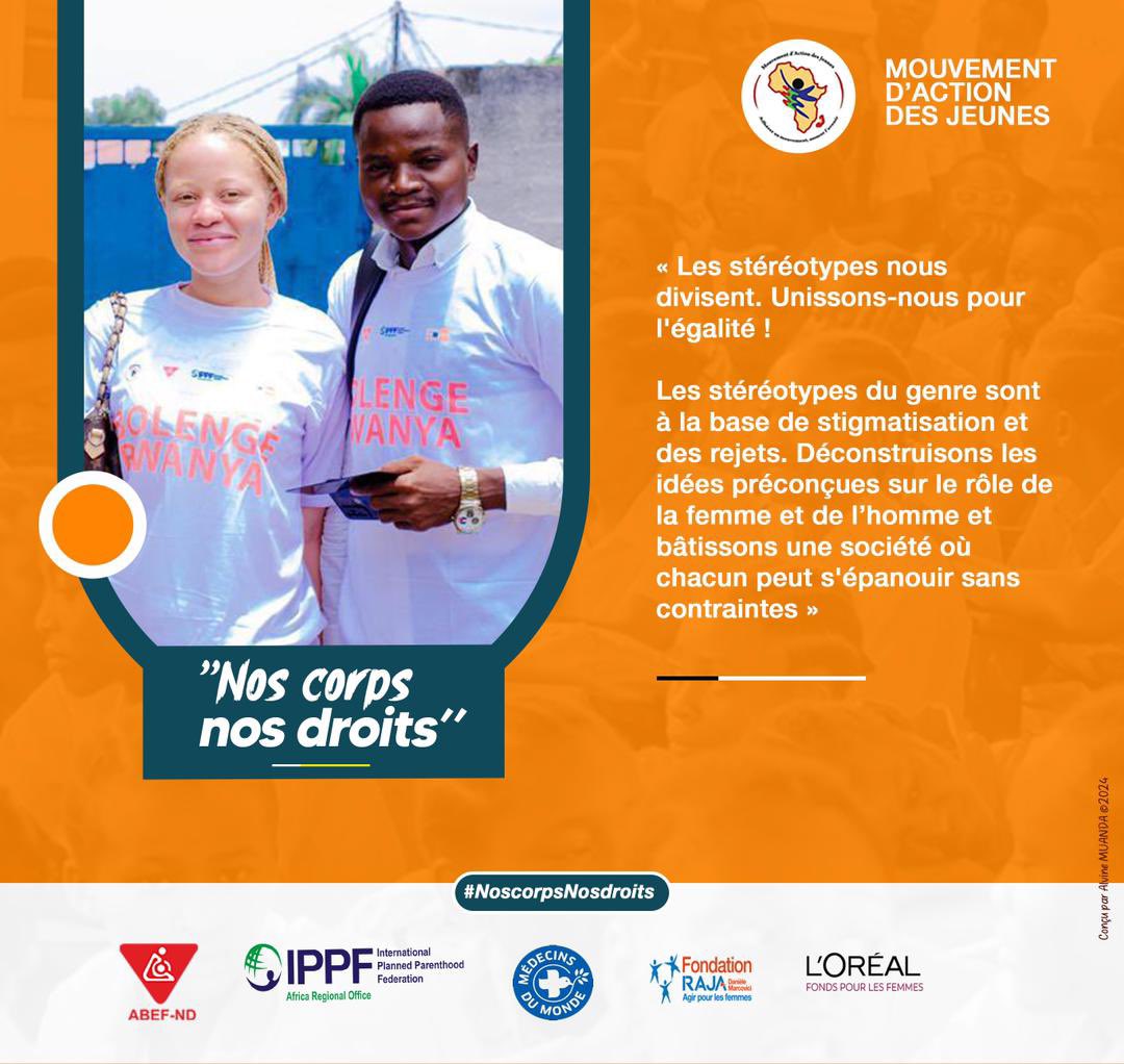 Sephora Mbuyi (@sephorambuyi3) on Twitter photo #NosCorpsNosDroits
#16JoursdActivisme
Les stéréotypes du genre divisent! Unissons-nous pour un monde égalitaire
#StopVBG ❌
<a href="/MajRDCongo/">MAJ/YAM RDC🇨🇩</a>
<a href="/abefnd_rdc/">ABEF-ND RDC</a>
<a href="/IPPFAR/">IPPFAR</a>
<a href="/MondeRdc/">Médecins du Monde RDC</a>
<a href="/MdM_France/">Médecins du Monde</a>
<a href="/FondationLOreal/">Fondation L'Oréal</a>
<a href="/FondationRaja/">Fondation RAJA - Danièle Marcovici</a> #NosCorpsNosDroits
#16JoursdActivisme
Les stéréotypes du genre divisent! Unissons-nous pour un monde égalitaire
#StopVBG ❌
<a href="/MajRDCongo/">MAJ/YAM RDC🇨🇩</a>
<a href="/abefnd_rdc/">ABEF-ND RDC</a>
<a href="/IPPFAR/">IPPFAR</a>
<a href="/MondeRdc/">Médecins du Monde RDC</a>
<a href="/MdM_France/">Médecins du Monde</a>
<a href="/FondationLOreal/">Fondation L'Oréal</a>
<a href="/FondationRaja/">Fondation RAJA - Danièle Marcovici</a>