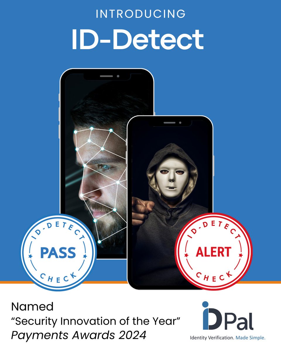 ID-Pal (@tweetidpal) on Twitter photo š This year, our latest product enhancement ID-Detect won 'Security Innovation of the Year' at the Payments Awards.
ID-Detect safeguards your business from AI document fraud across major threat vectors.
Talk to our team today, sales@id-pal.com
id-pal.com/id-pal-wins-se⦠š This year, our latest product enhancement ID-Detect won 'Security Innovation of the Year' at the Payments Awards.
ID-Detect safeguards your business from AI document fraud across major threat vectors.
Talk to our team today, sales@id-pal.com
id-pal.com/id-pal-wins-seā¦