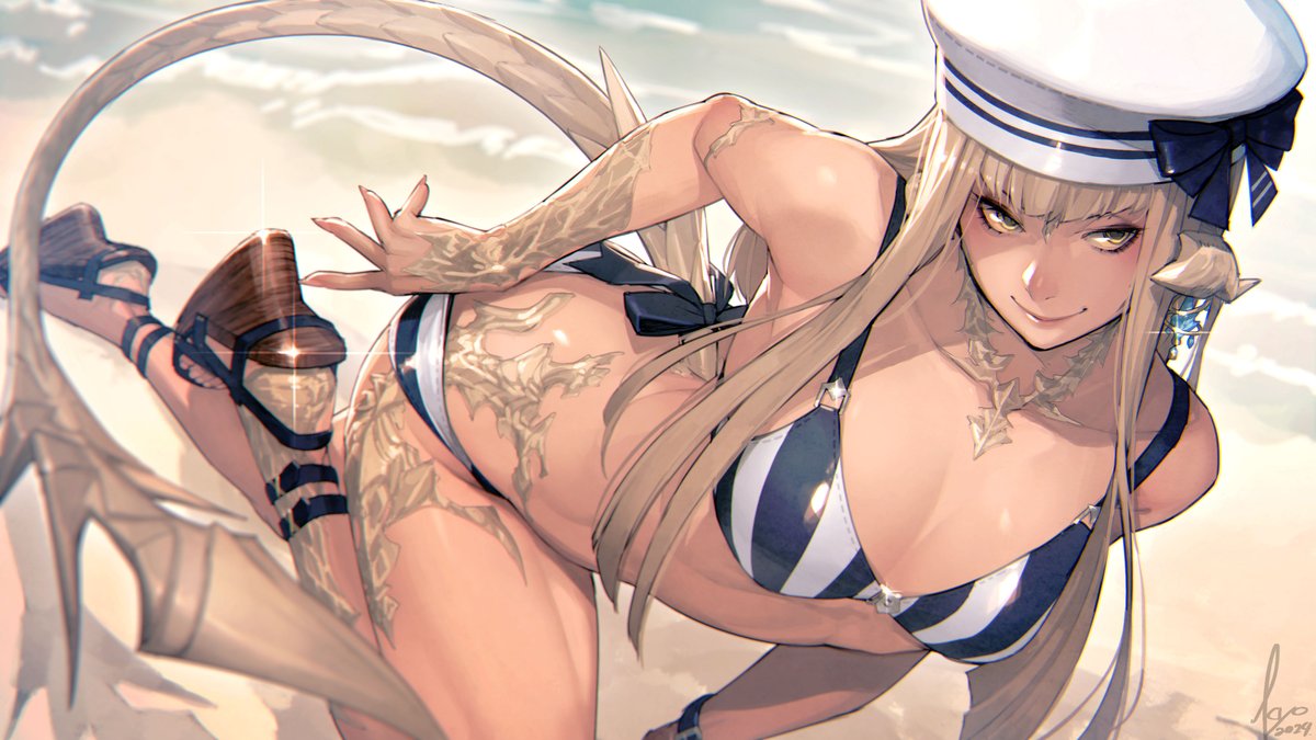 お題：ストライプサマーセットのアウラさん #ff14