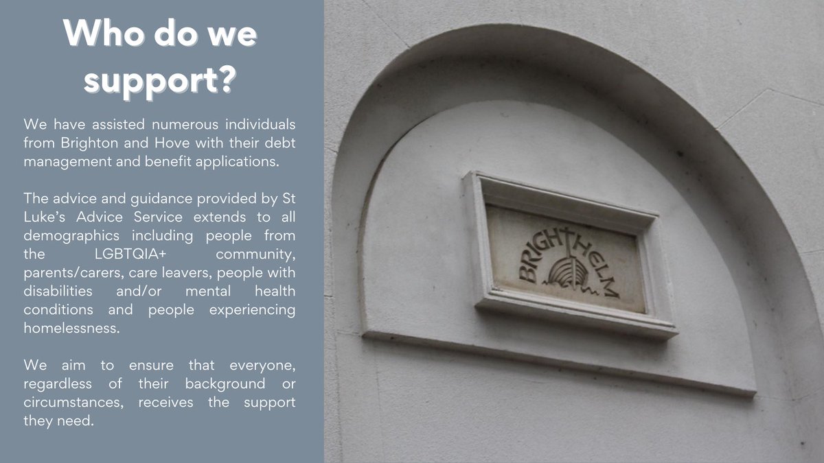 Welcome to St Luke’s Advice Service 🌟

We’re here to provide expert support and guidance to help you navigate life’s challenges. Explore our services and find out how we can assist you on our website. Stay connected and up to date with us on Facebook and Instagram! 💙