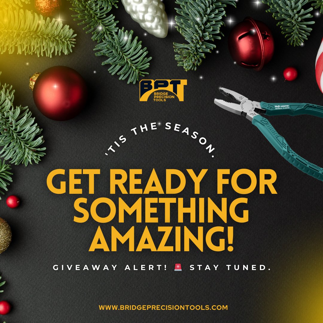 BridgePrecision's tweet photo. Are you ready to WIN amazing tools? Stay tuned—details are dropping soon, and you won’t want to miss this! https://t.co/fRwk8U6Rpm
#giveawaycontest #christmas2024 #giftideas2024 #toolstoday #toolsofthetrade #pliers #shears #screwremoval #automotive #aviation #technician https://t.co/A7s6rswO5t