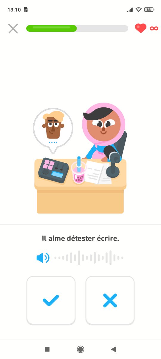 AlexNeskoh's tweet photo. @duolingo He loves hating writing? Fix this! https://t.co/2rwcZLN56D