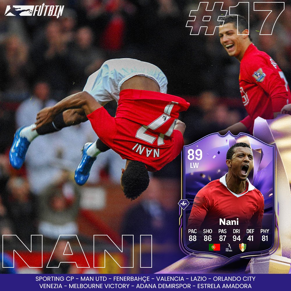 FUTBIN's tweet photo. 🌟🇵🇹 Nani announces his retirement from football 🫡

We won't forget the Venezia Fantasy card that never got any upgrades 🙌 https://t.co/UVTy5uhjJP