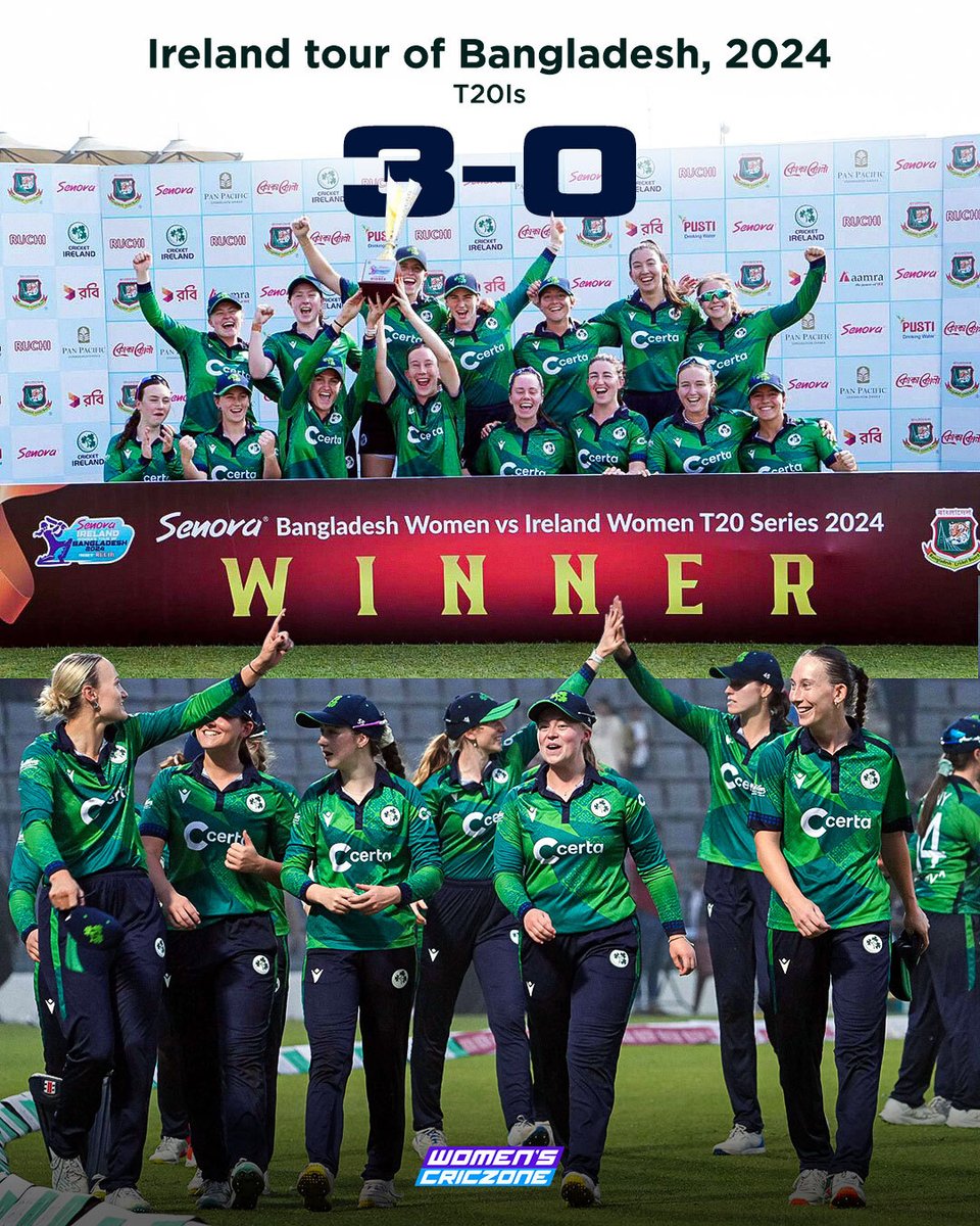Unbeaten Ireland🏆

5-0 vs Zimbabwe
1-0 vs Thailand
1-1 vs Sri Lanka
1-1 vs England
3-0 vs Bangladesh

Ireland end 2024 without losing any bilateral series in T20Is.

#BANvIRE | #CricketTwitter