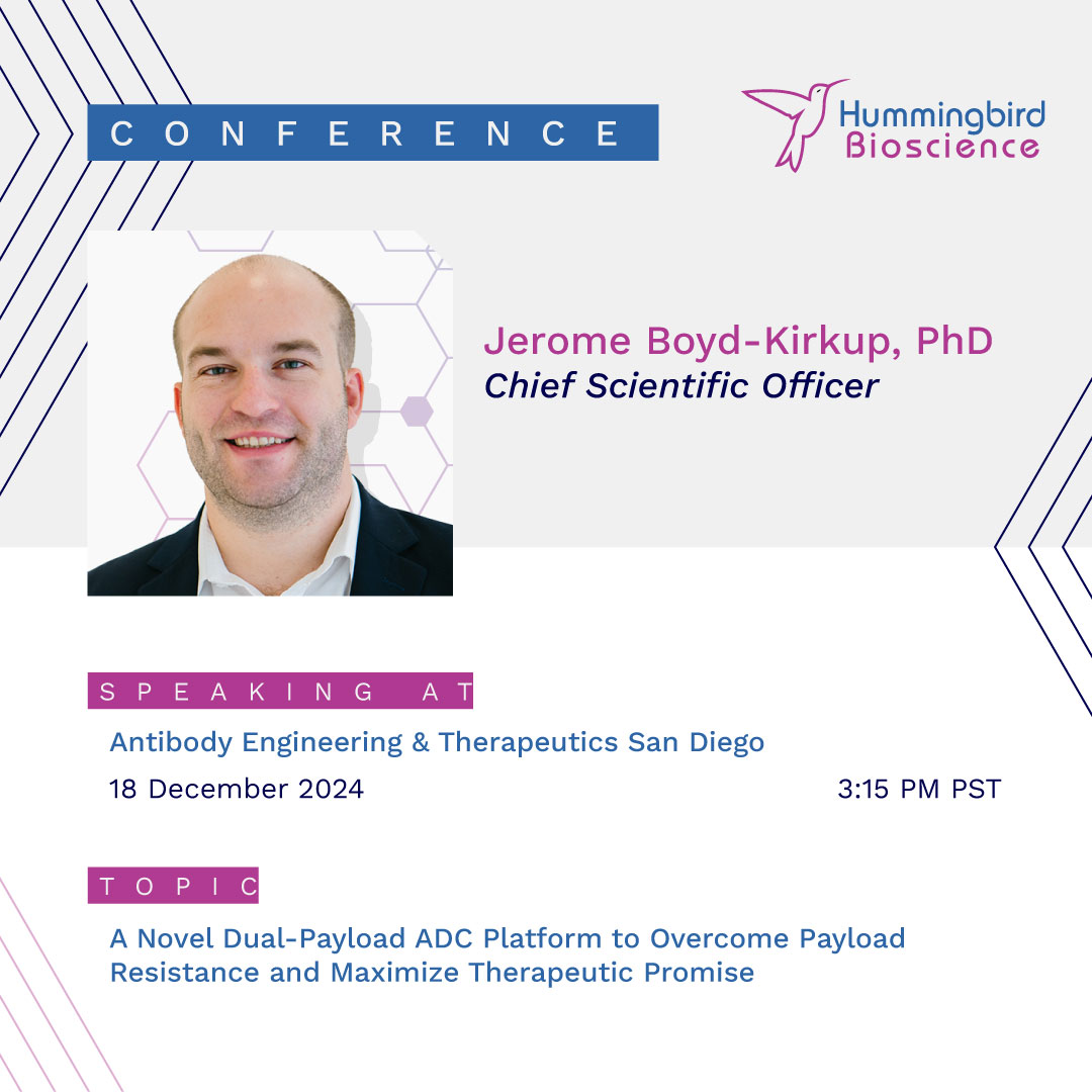 Hummingbird Bioscience (@hummingbirdbio) on Twitter photo Jerome Boyd-Kirkup, Chief Scientific Officer at Hummingbird Bioscience, will be presenting our novel dual-payload technologies at Antibody Engineering & Therapeutics San Diego. Read more in the interview: bit.ly/41lJYqF
<a href="/AntibodyEngIC/">Antibody Engineering</a> #adc #drugresistance #biotech Jerome Boyd-Kirkup, Chief Scientific Officer at Hummingbird Bioscience, will be presenting our novel dual-payload technologies at Antibody Engineering & Therapeutics San Diego. Read more in the interview: bit.ly/41lJYqF
<a href="/AntibodyEngIC/">Antibody Engineering</a> #adc #drugresistance #biotech