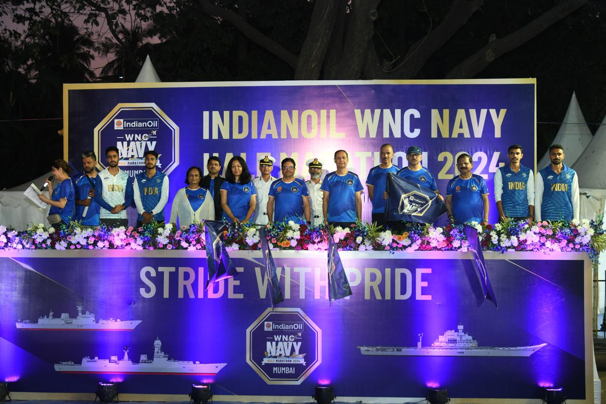 IN_NDMB's tweet photo. #WNC #IndianOil #HalfMarathon 2024 (WNHM-24) was held on 08 Dec as part of #NavyWeek24 activities. VAdm Sanjay J Singh, FOCINC #WNC; VAdm Ajay Kochhar, COS, #HQWNC; and RAdm Ankur Sharma, ASD, @IN_NDMB flagged off the 5K, 10K, and 21K runs respectively from Cross Maidan, #Mumbai. https://t.co/yyGQpoqhVd