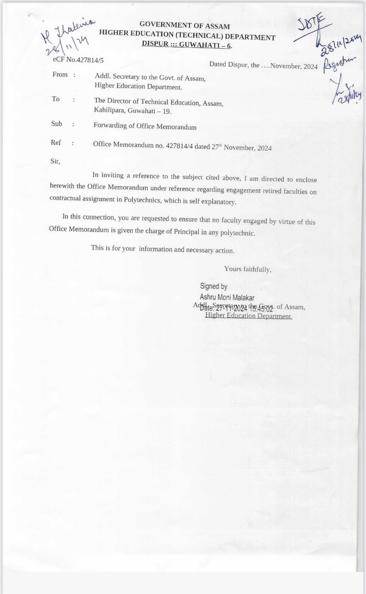 3fApscpolytechn's tweet photo. @himantabiswa Whether engaging retired lecturers for Polytechnic/assistant professor is better or regularising the existing lecturers appointed through examination is better to overcome the issue of manpower shortage in technical education? Just an honest query. @ranojpeguassam @himantabiswa https://t.co/TKsDmCRc41