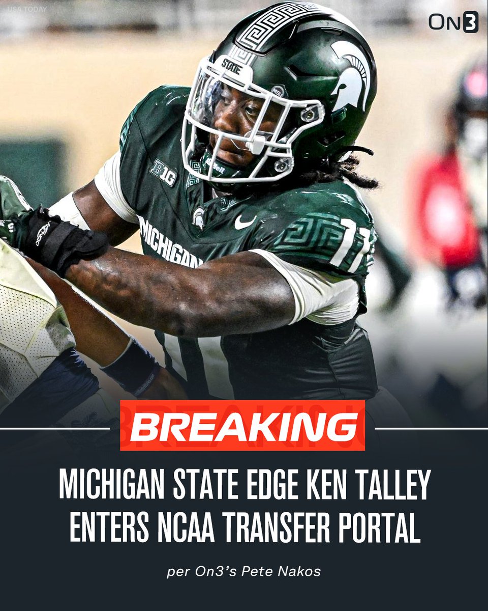 Transfer Portal (@transferportal_) on Twitter photo NEWS: Michigan State EDGE Ken Talley has officially entered the NCAA Transfer Portal, per <a href="/PeteNakos_/">Pete Nakos</a>.
A former 4-star Penn State signee.
on3.com/db/ken-talley-… NEWS: Michigan State EDGE Ken Talley has officially entered the NCAA Transfer Portal, per <a href="/PeteNakos_/">Pete Nakos</a>.
A former 4-star Penn State signee.
on3.com/db/ken-talley-…