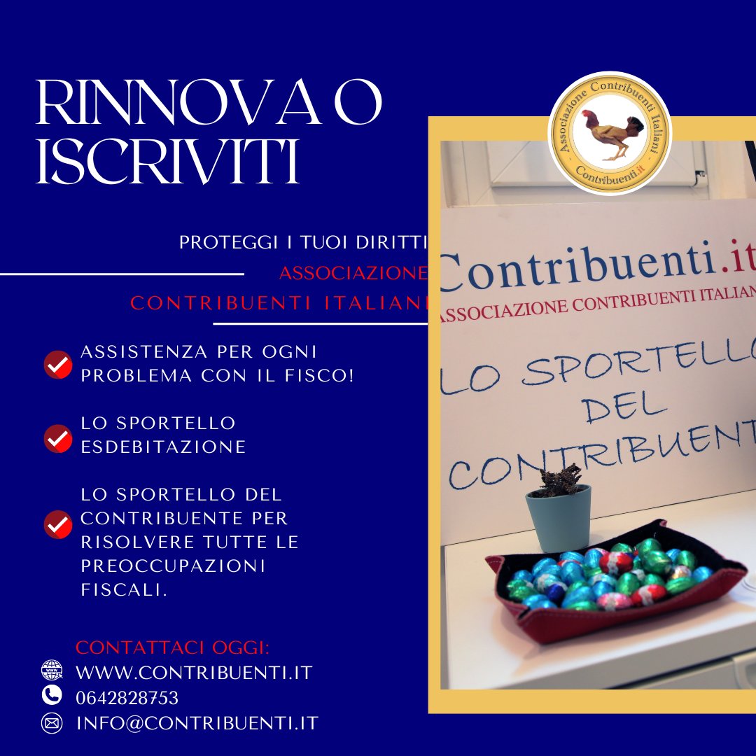 Contribuenti_it's tweet photo. Tutela i tuoi diritti con https://t.co/pZTfT9FiZa Associazione Contribuenti Italiani Aps https://t.co/FEeuHIUmgZ