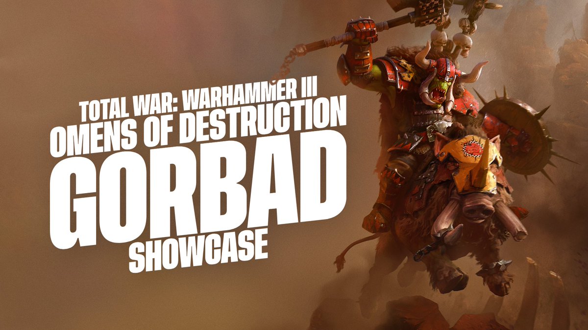 totalwar's tweet photo. Cunning, Brutal, Unrelenting.

Outmanoeuvre your enemies with your brutally cunning plans and lead the ultimate WAAAGH! as Gorbad Ironclaw 🪓

📺 Watch now: https://t.co/f2uQf7q9Ht https://t.co/HLuccnaJGr