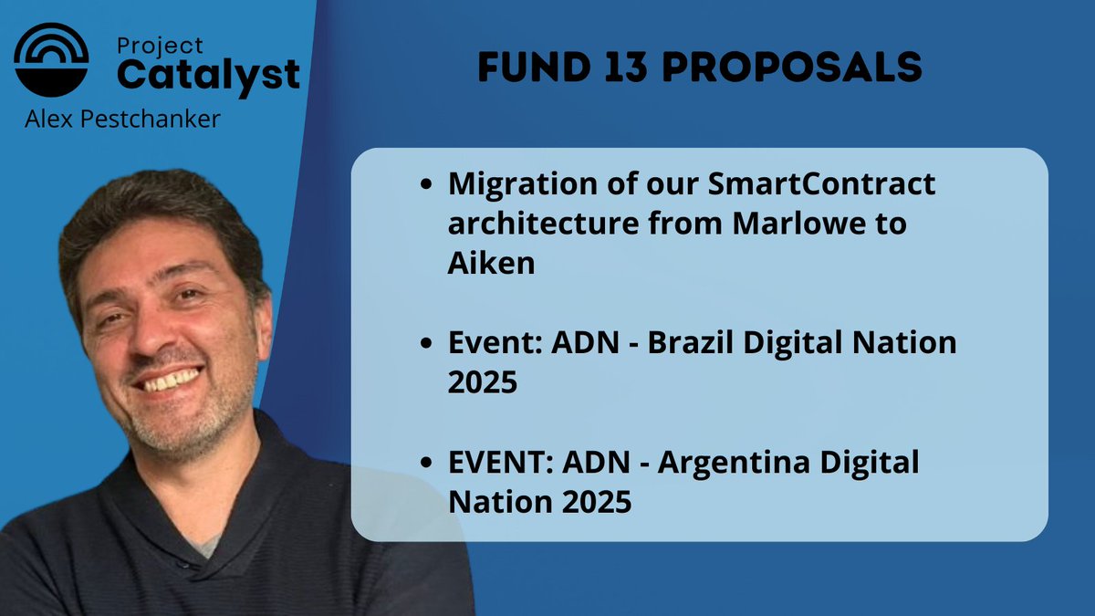 Alex Pestchanker (@alexchain79) on Twitter photo Only 3 days to vote in <a href="/Catalyst_onX/">Project Catalyst - Submit your ideas by Aug 18</a> FUND13
And my partner and friend <a href="/LucasMacchia2/">Lucas Macchiavelli</a> is determined to create more chances for us to get funded in <a href="/TokenAllies/">Token Allies</a> and <a href="/EventoADN/">ADN | Argentina Digital Nation</a>
I am so lucky to cocreate the future with incredible persons like him, thanks Luky for the journey 🫶🏻 Only 3 days to vote in <a href="/Catalyst_onX/">Project Catalyst - Submit your ideas by Aug 18</a> FUND13
And my partner and friend <a href="/LucasMacchia2/">Lucas Macchiavelli</a> is determined to create more chances for us to get funded in <a href="/TokenAllies/">Token Allies</a> and <a href="/EventoADN/">ADN | Argentina Digital Nation</a>
I am so lucky to cocreate the future with incredible persons like him, thanks Luky for the journey 🫶🏻