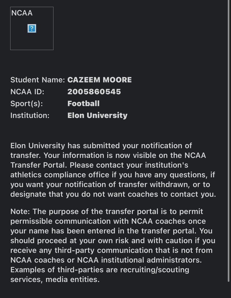 Officially in the Transfer Portal !