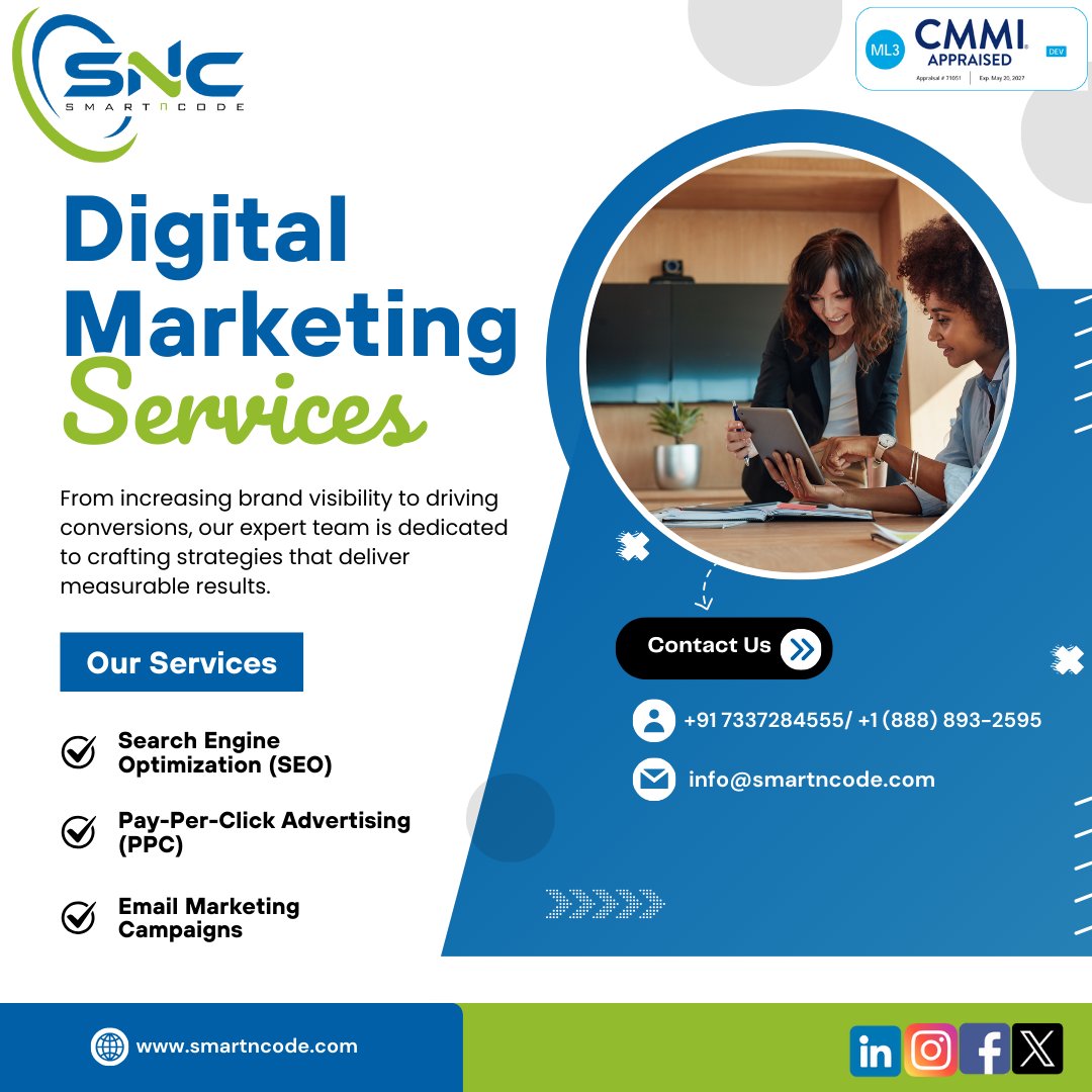 smartncode's tweet image. Boost your brand with SmartnCode! SEO, PPC, Social Media Marketing, and Analytics tailored for your business growth!
For more details visit our website : smartncode.com
#DigitalMarketing #SmartnCode #SEO #SocialMediaMarketing