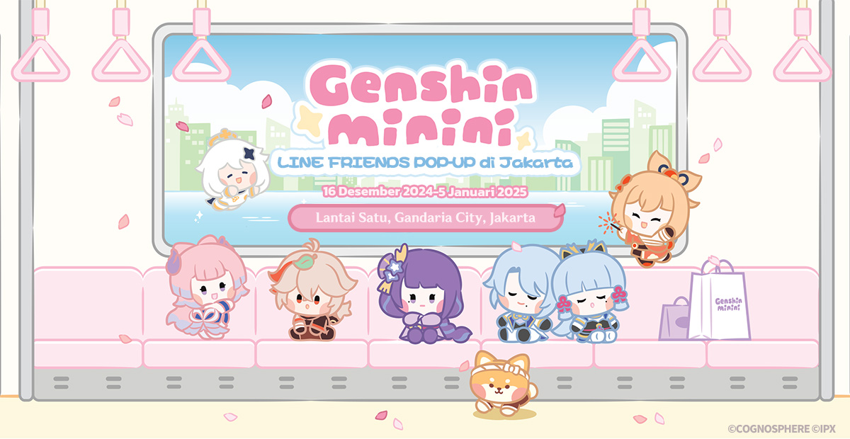 GenshinImpactID's tweet photo. 🚃Event Khusus Toko Pop-Up Genshin x LINE FRIENDS Jakarta🚃

Toko Pop-Up Genshin Impact x LINE FRIENDS akan hadir di Jakarta dari 6 Desember hingga 5 Januari! Bagikan postingan ini menggunakan tagar #Genshinminini_POPUP untuk kesempatan memenangkan Mousepad Kolaborasi!

[Waktu Event]
10/12/2024 - 14/12/2024 23:59 (UTC+7)

[Hadiah Event]
Hadiah Keberuntungan: Total 15 pemenang akan mendapatkan 1 Mousepad Minini Genshin Impact
Informasi lebih lanjut: https://t.co/YIWD5aM2zU

#GenshinImpact