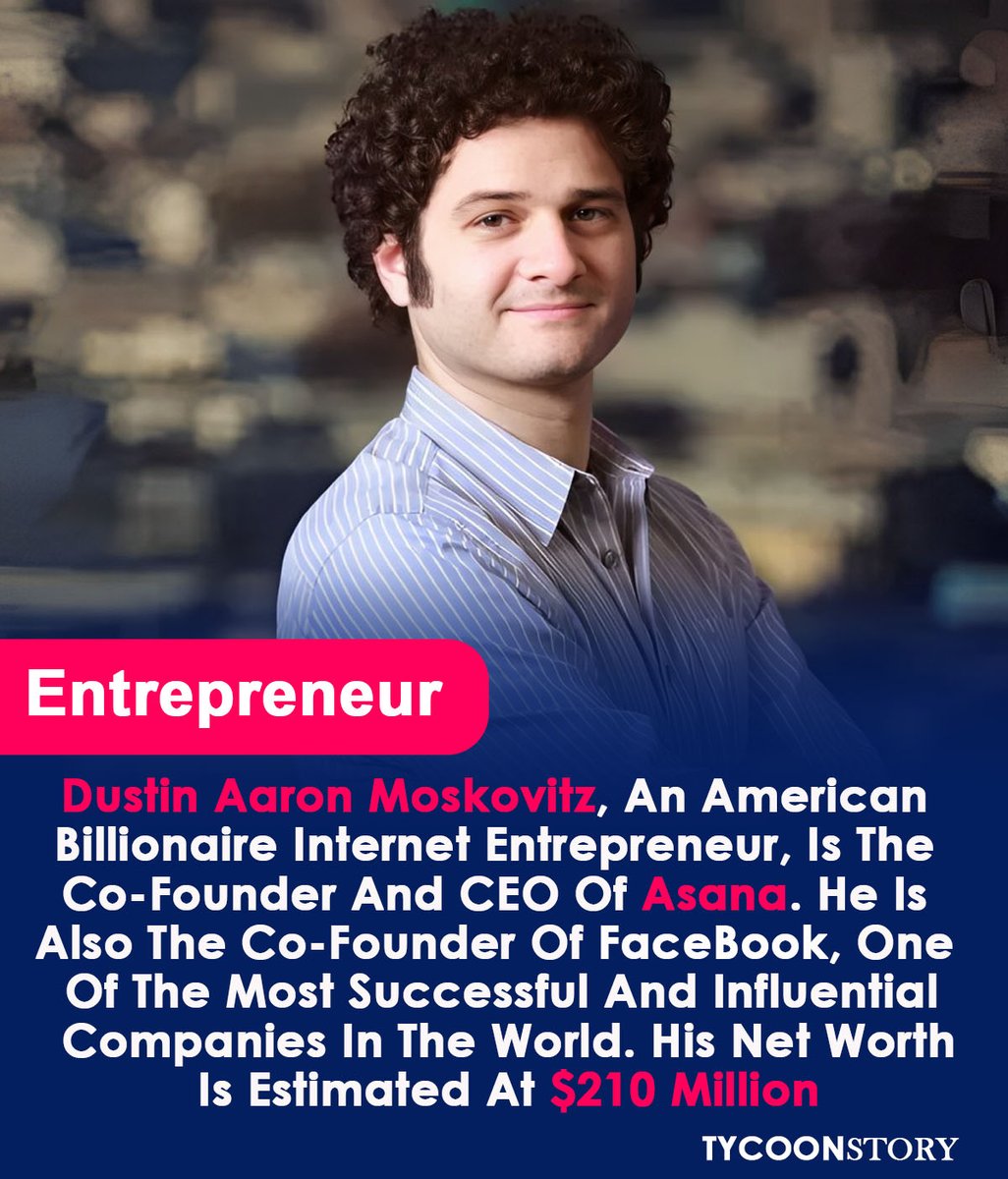 TycoonStoryCo's tweet photo. Dustin Aaron Moskovitz The Co-Founder And CEO Of Asana.
#dustinmoskovitz #techentrepreneur #billionairemindset #facebookcofounder #asanafounder #asanatech @facebook @asana
https://t.co/ZRjBOSKpPJ https://t.co/d6qRCqBUY7