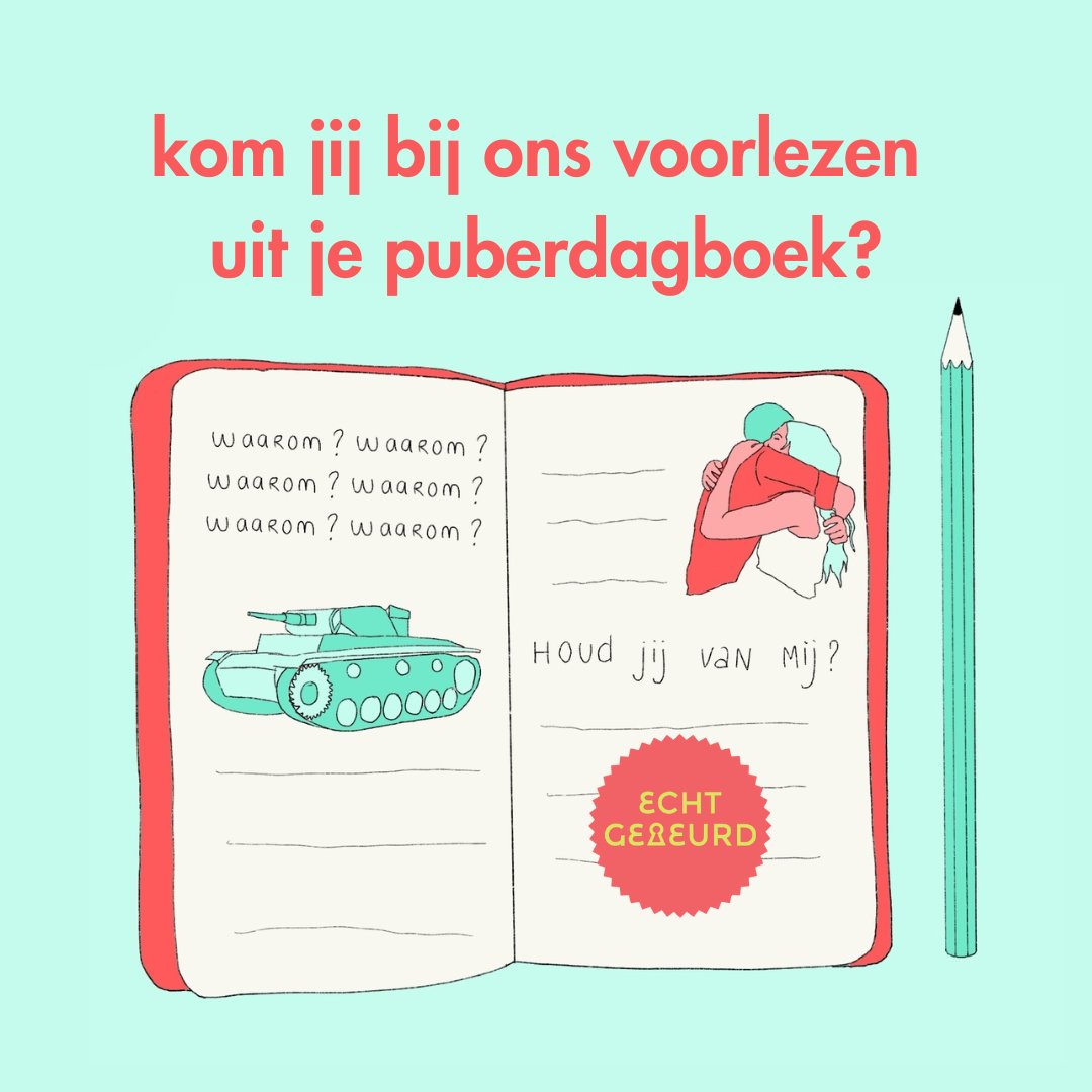 Wil jij ook een keer komen voorlezen uit het dagboek dat je bijhield als puber? Geweldig! Vis het uit de doos op zolder en stuur ons een fragment via
echtgebeurd.net/geef-je-op/%20…