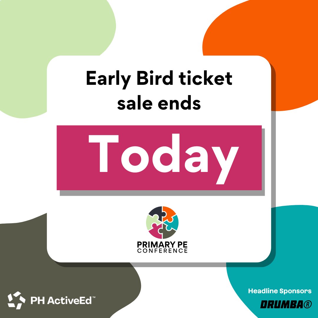 FINAL CALL 📢! 
 
Early Bird Ends today, book before midnight to save on your Primary PE Conference ticket 🎟️!
 
🔗 phactiveed.co.uk/the-primary-pe…