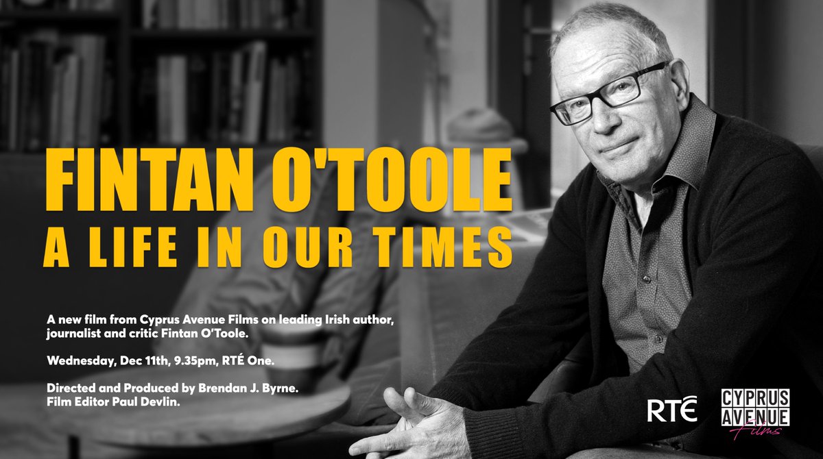 Catch Fintan O'Toole: A Life in Our Times on RTE ONE, 9:35pm, on Wednesday 11/12. <a href="/fotoole/">Fintan O'Toole</a> <a href="/RTEOne/">RTÉ One</a> <a href="/ScreenIreland/">Screen Ireland</a> <a href="/NIScreen/">Northern Ireland Screen</a> <a href="/pdevster/">paul devlin</a> <a href="/YellowmoonPost/">Yellowmoon Post</a> <a href="/CyprusAveFilms/">Cyprus Avenue Films</a>