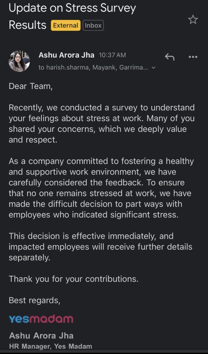 akshaymarch7's tweet image. HR: Are you stressed at work?
Employee: Yes
HR: You&apos;re fired. 🤷‍♂️

PS. be careful while filling surveys in your office. 👀