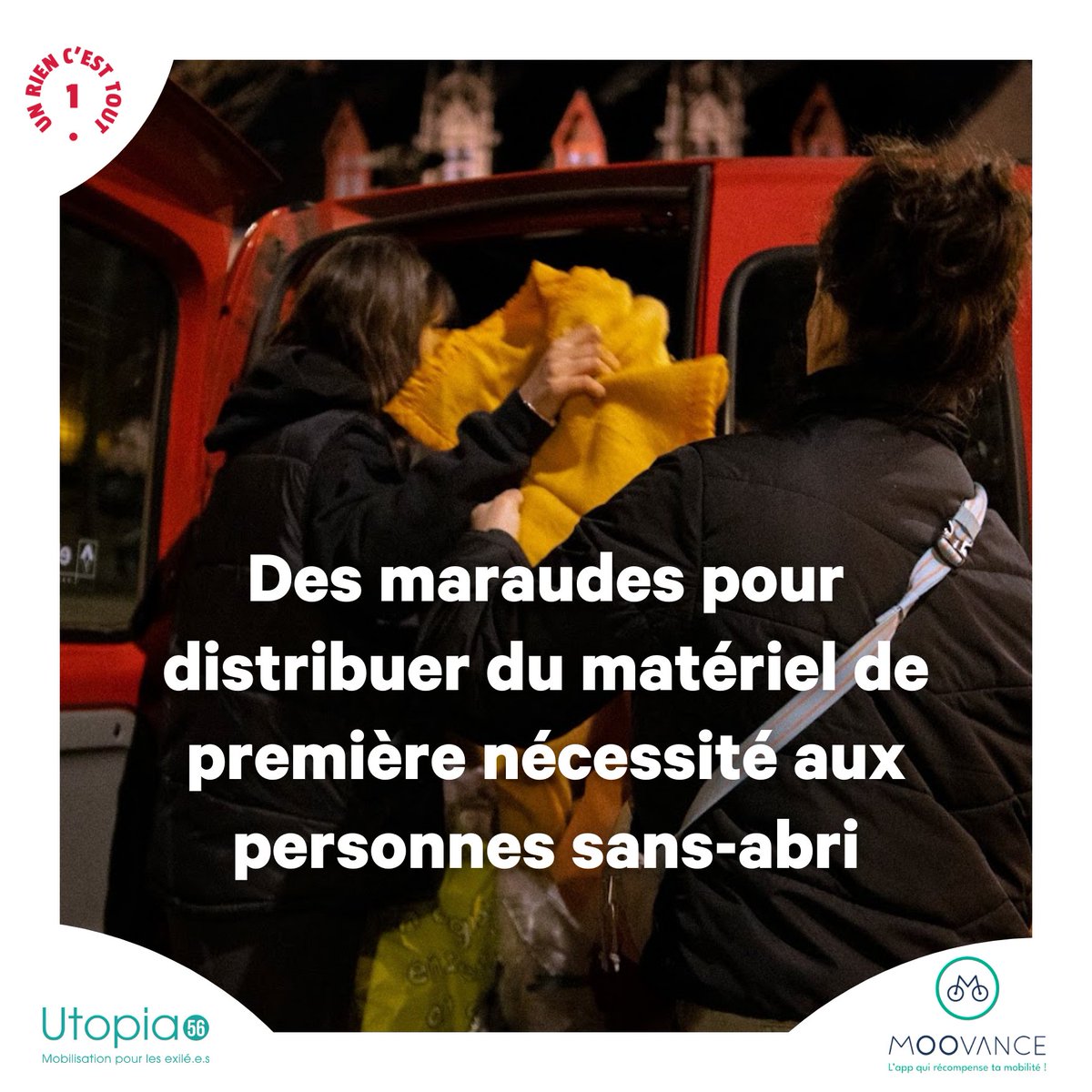 ❄️Avec l’arrivée du froid, ces distributions sont vitales !
 
👉Déployées par <a href="/Utopia_56/">Utopia 56</a>, ces maraudes permettent d’offrir des vêtements, des couvertures mais aussi d'orienter vers les structures adaptées.

💕Soutenir : avec <a href="/UnRienCestTout/">Un Rien C'est Tout</a> sur <a href="/Moovance_/">Moovance</a> 

#unriencesttout