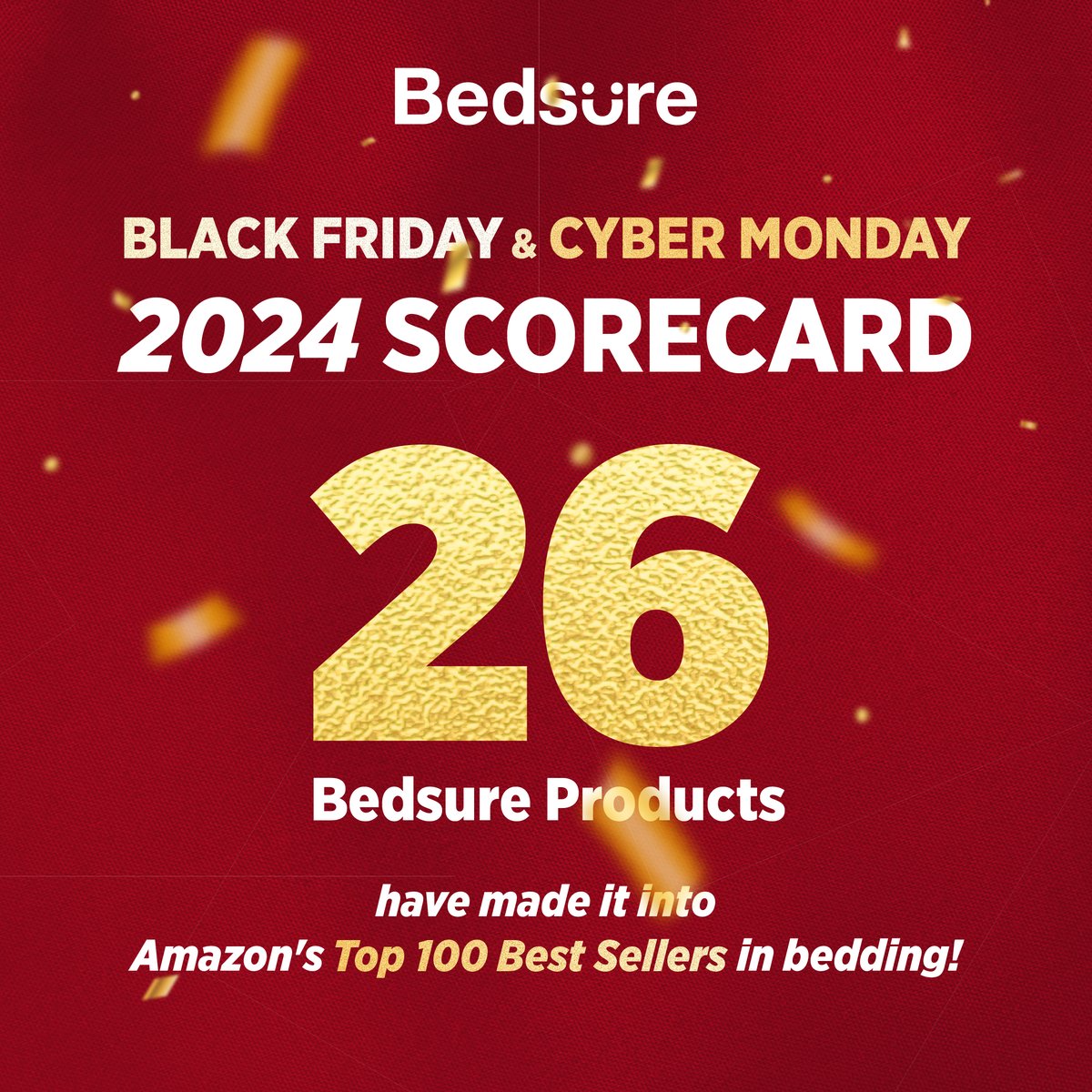 Bedsurehome's tweet photo. A huge THANK YOU to our amazing customers and partners! 🎉 Because of you, we’re #1 in 6 bedding categories this Black Friday &amp; Cyber Monday, with 26 Bedsure products making Amazon’s Top 100 Best Sellers in Bedding. 🙌 We’re so grateful for your love and support! 💖 #Bedsure https://t.co/rw2nKPPwpj