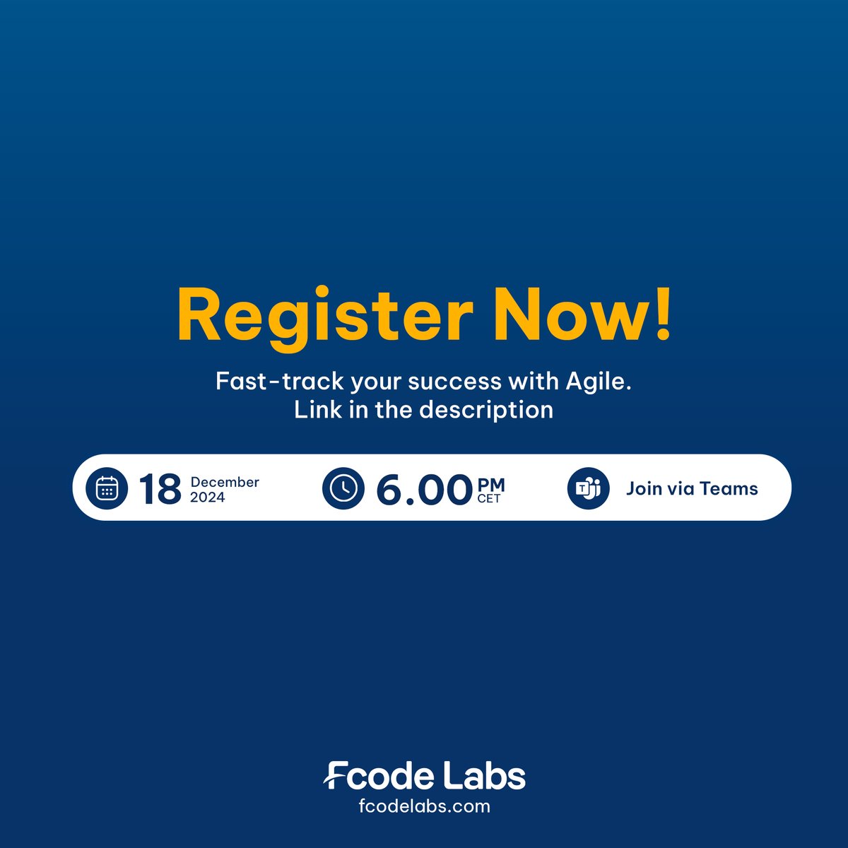 FcodeLabsLive's tweet image. 📢 Final call! Don&apos;t miss out; register now: lnkd.in/giYtpAKR

Join us for an exciting virtual #masterclass where you&apos;ll learn the secrets to faster project delivery, improved team collaboration, &amp;amp; enhanced customer satisfaction.
#FcodeLabs #Agile #Productivity