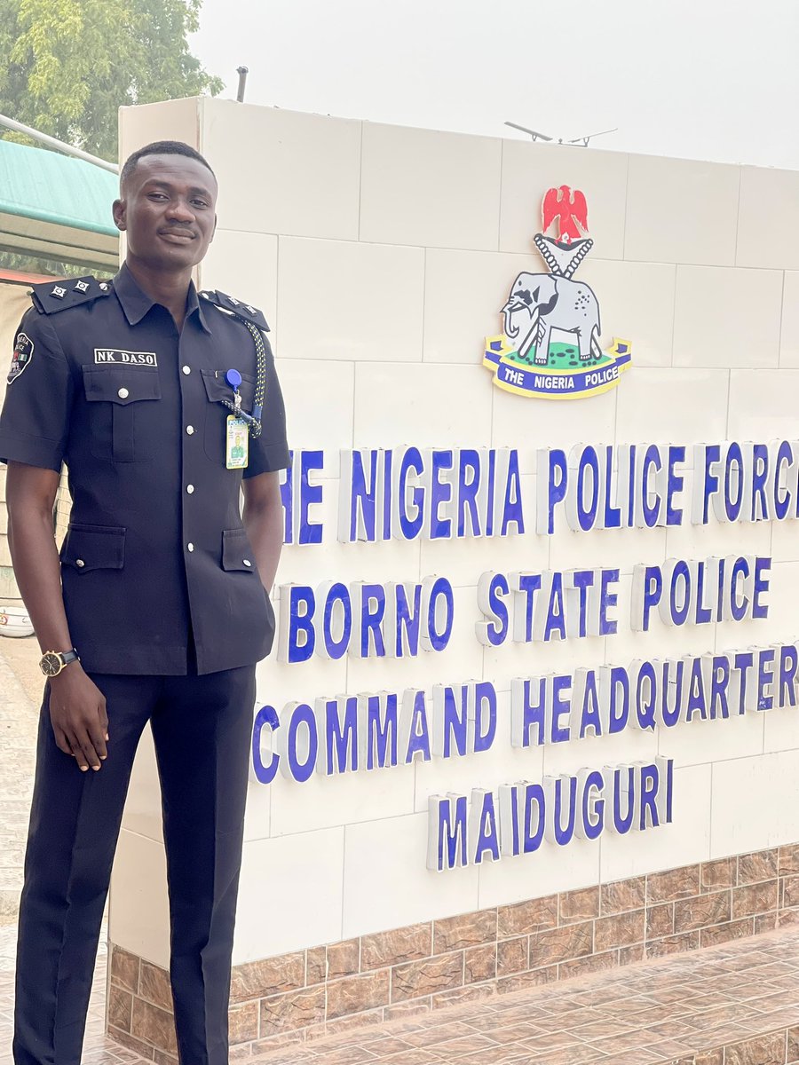 nk_daso's tweet image. The safety of law enforcement officers is not just a matter of personal protection, but a cornerstone of public trust and community safety. Let’s Inculcate mutual accountability and collective responsibility, together we can fight crime and all vices. 

#NPF 
#Borno 
#crimewatch