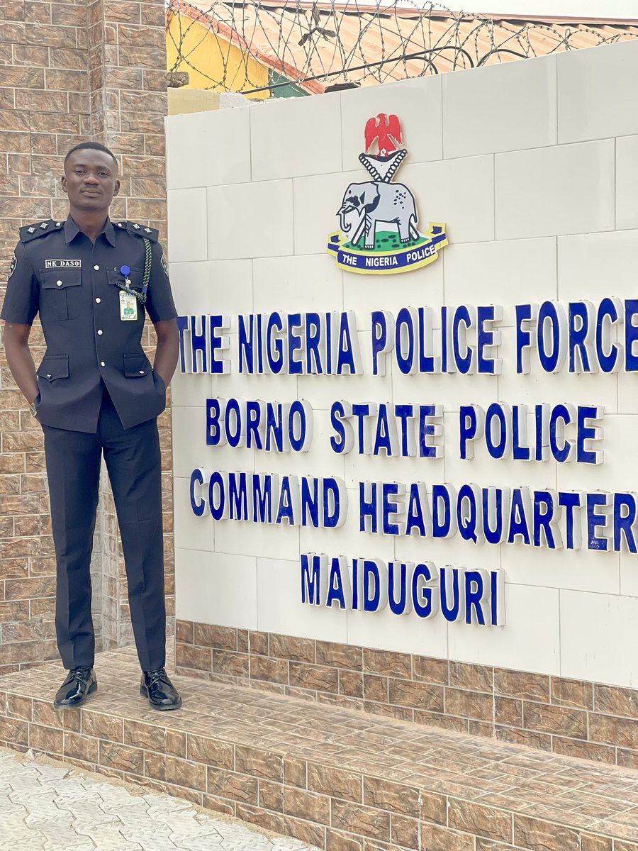 nk_daso's tweet image. The safety of law enforcement officers is not just a matter of personal protection, but a cornerstone of public trust and community safety. Let’s Inculcate mutual accountability and collective responsibility, together we can fight crime and all vices. 

#NPF 
#Borno 
#crimewatch