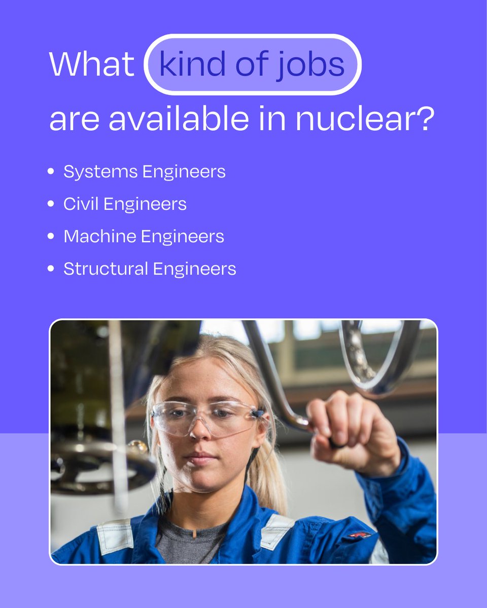 Dest_Nuclear's tweet image. Considering a career where innovation sparks real change?🌟 
 
Nuclear engineering offers diverse roles, from systems to structural, all crucial for a sustainable and secure future. 
 
Check out: destinationnuclearcareersportal.co.uk
 
#DestinationNuclear #JobsinEngineering