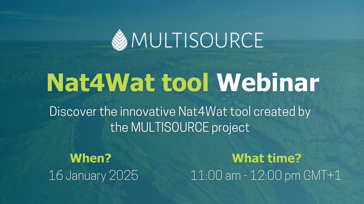 MultisourceEu's tweet image. 🚨NEW WEBINAR🚨

☘️Discover the Nat4Wat tool - empowering decision-makers with #NbS for a #WaterSecure future!

✨Join our exclusive #Webinar on 16 Jan 2025📅
on 11-12 CET 🕚 to learn our powerful tool.

👉Info &amp;amp; Registrations: buff.ly/3Bsy83e