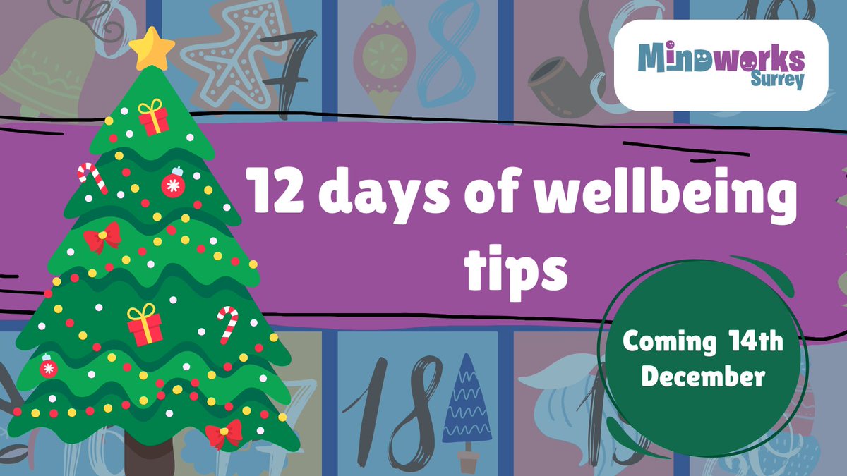 MindworksSurrey's tweet photo. This festive season, we will be sharing different wellbeing tips and information about services you can access without a referral. From the 14th of December up to Christmas Day itself, we will be posting a tip every day. #12DaysOfWellbeing #Surrey https://t.co/wANS8FLoYT