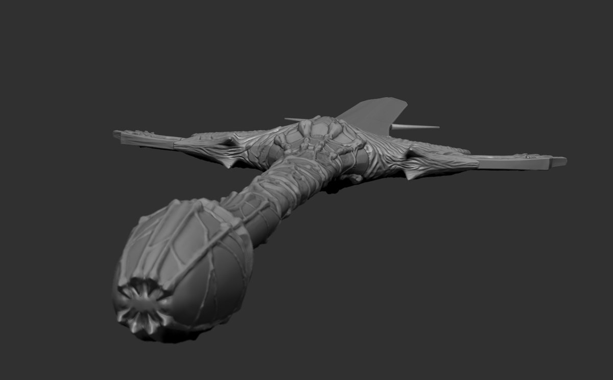Sergisggs's tweet photo. Progress from last week on Zbrush!
Looking nice so far. Got the wolf motiffs in but overall I wanted it to look like it's alien.
Now time to sculpt the blade itself ⚔️
#zbrush #3dart #3dsword #fantasysword https://t.co/y0FgGHRBcl