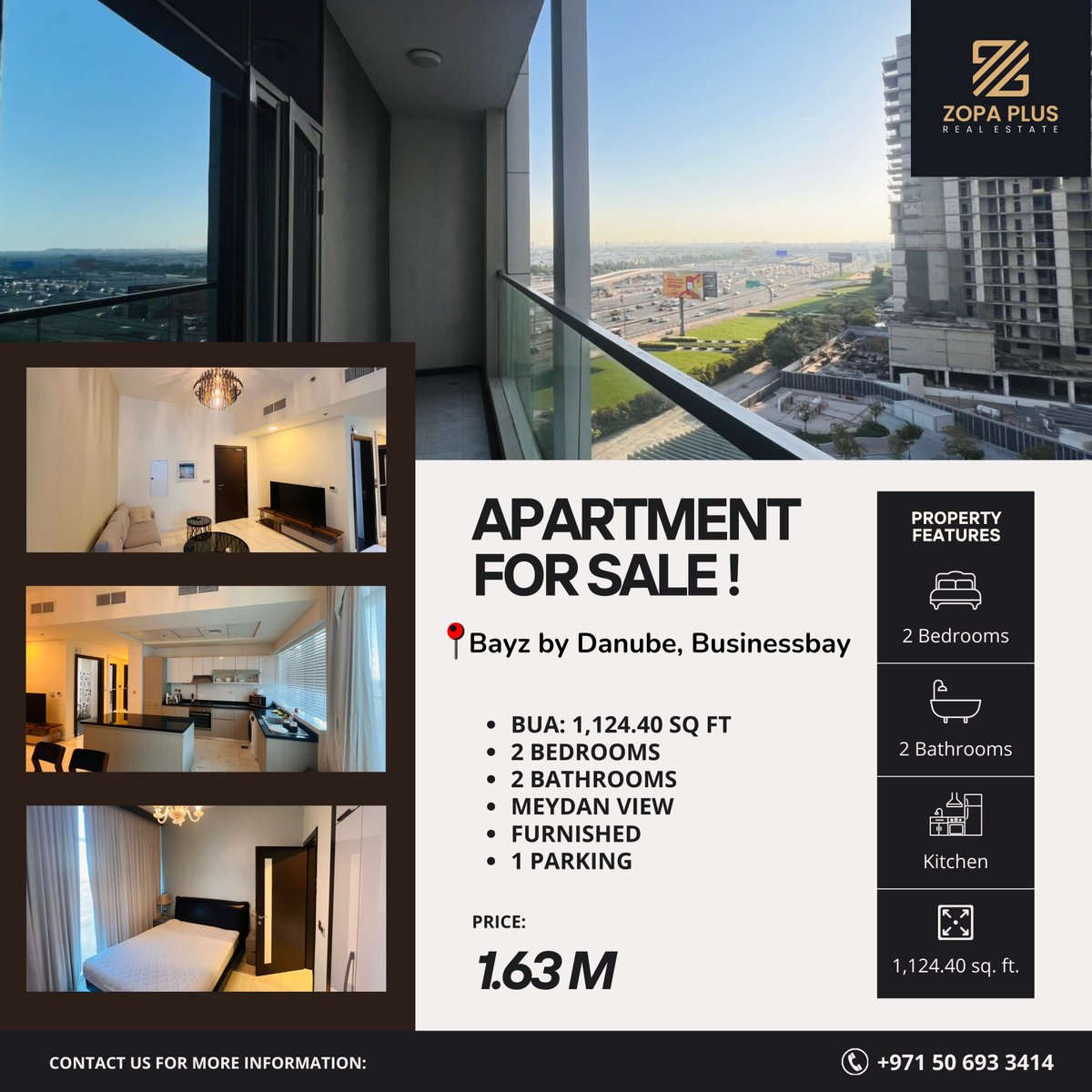 zopaplus's tweet image. Apartment for sale in Bayz by Danube, Business Bay

Zopa Plus Real Estate proudly presents an exquisite new residential tower in partnership with Danube. +971 50 693 3414

* BUA: 1,124.40 Sq Ft
* 2 Bedrooms
* 2 Bathrooms
* Meydan View
* Furnished
* 1 Parking