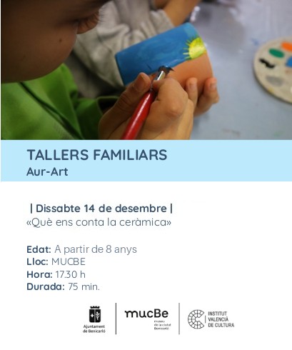 Ajunt_Benicarlo's tweet photo. 🏺🔍 Este dissabte tindrem un nou taller familiar al #Mucbe
🧑🏫 Descobrirem tècniques decoratives antigues i com les peces ceràmiques ens parlen de cultures passades
📅 14 de desembre
⏰ 17.30 h
👶 Edat mínima: A partir de 8 anys
✍️ Inscripcions 👉 https://t.co/gaHwC0wzAe https://t.co/8NaifpUn1X