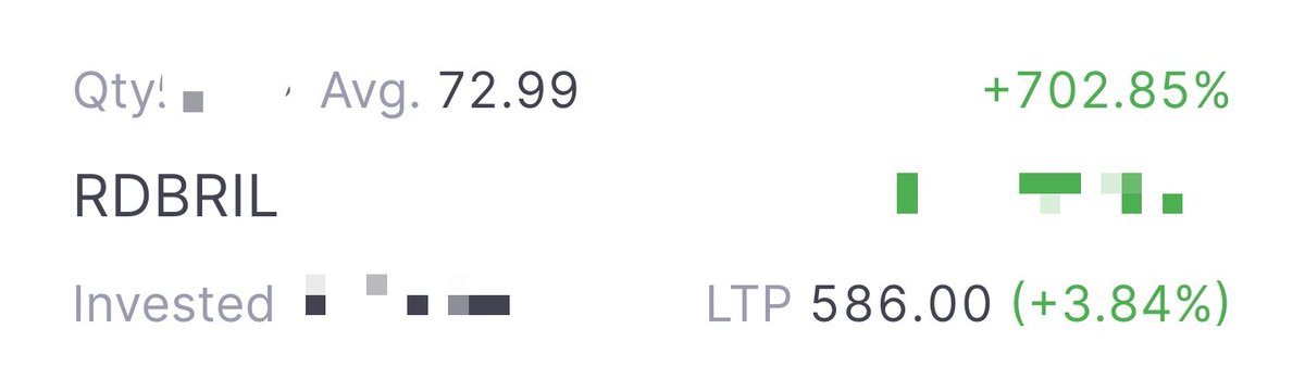 tradingwithps's tweet photo. #RDBRIL
(700% clubπ)
73 to 586πππ
3.8% up today π«Άπ«Ά
Running profit 702% ππ
Holding days 353 days
Disc : holding from 73 level
Not a recommendation for buy or sell
#microcap #MULTIBAGGER #LONGTERM https://t.co/fmoZHznUM9