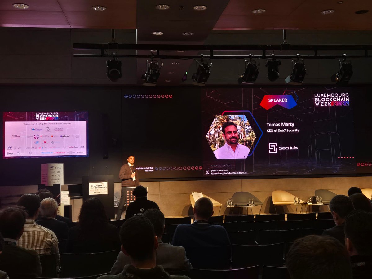 BlockchainLabLU's tweet photo. ๐ Last crash course of #LBW24 with @TomasMarty2, CEO of @Sub7Security who discusses "Awareness DLT #cybersecurity" at @ccluxembourg.
Full agenda โก๏ธ https://t.co/wNQcoMQ0dG https://t.co/Wss13p5LVf