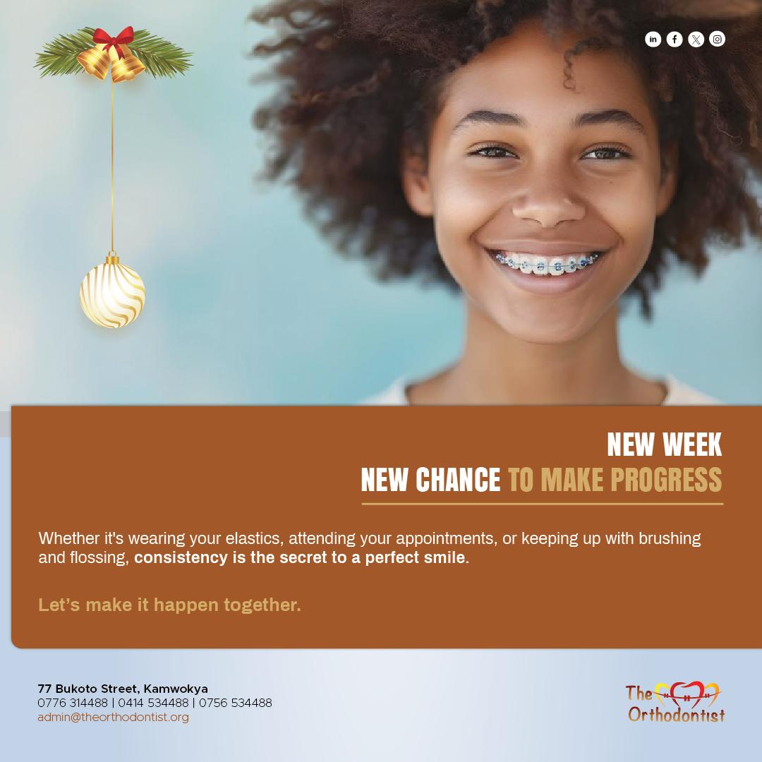 orthodontist_ug's tweet photo. A new week, a new chance to make progress!

Whether it's wearing your elastics, attending your appointments, or keeping up with brushing and flossing, consistency is the secret to a perfect smile.

Let’s create beautiful smiles together! https://t.co/aFPAr8hiAQ