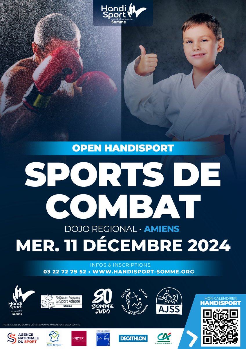 ⚫️ EVENEMENT / Open Handisport SPORTS DE COMBAT - Mercredi 11 Décembre 2024 (10h > 15h30) - <a href="/AmiensMetropole/">Amiens Métropole - Ville d’Amiens</a> 
ℹ️ INFOS/INSCRIPTIONS > handisport-somme.org/calendrier/
‼️ Deadline Inscription : 10 Décembre 2024 (14h00)
<a href="/CDHandisport80/">Comité Départemental Handisport de la Somme</a> 🖤 handisport-somme.org